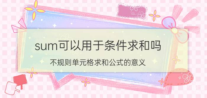 sum可以用于条件求和吗 不规则单元格求和公式的意义？